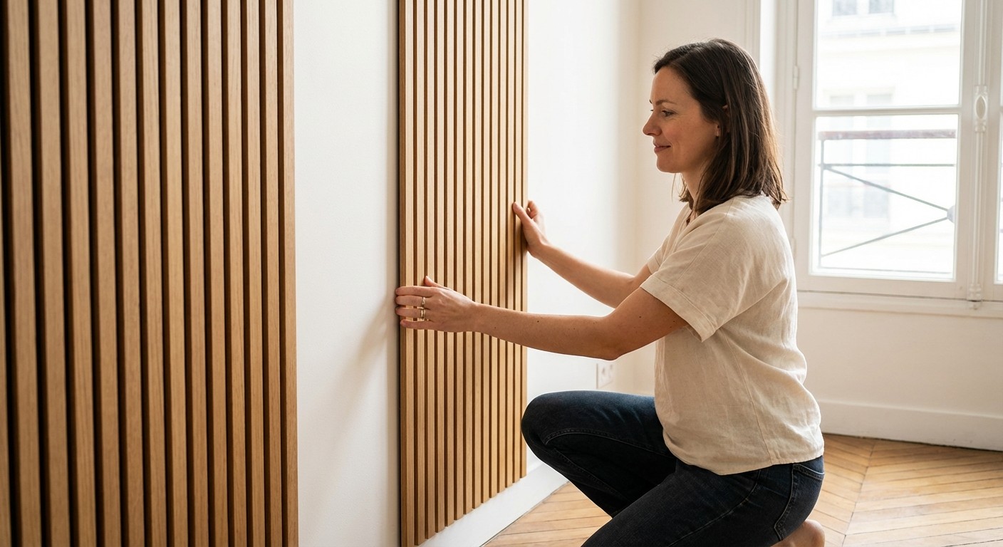 Schritt 3 &mdash; Paneel an die Wand setzen und fest andr&uuml;cken, fertig