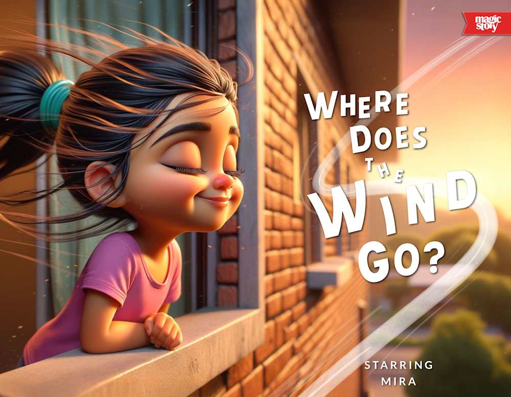 Where Does the Wind Go personalized children's book cover — an outdoor adventure book about wind, weather, and the sky