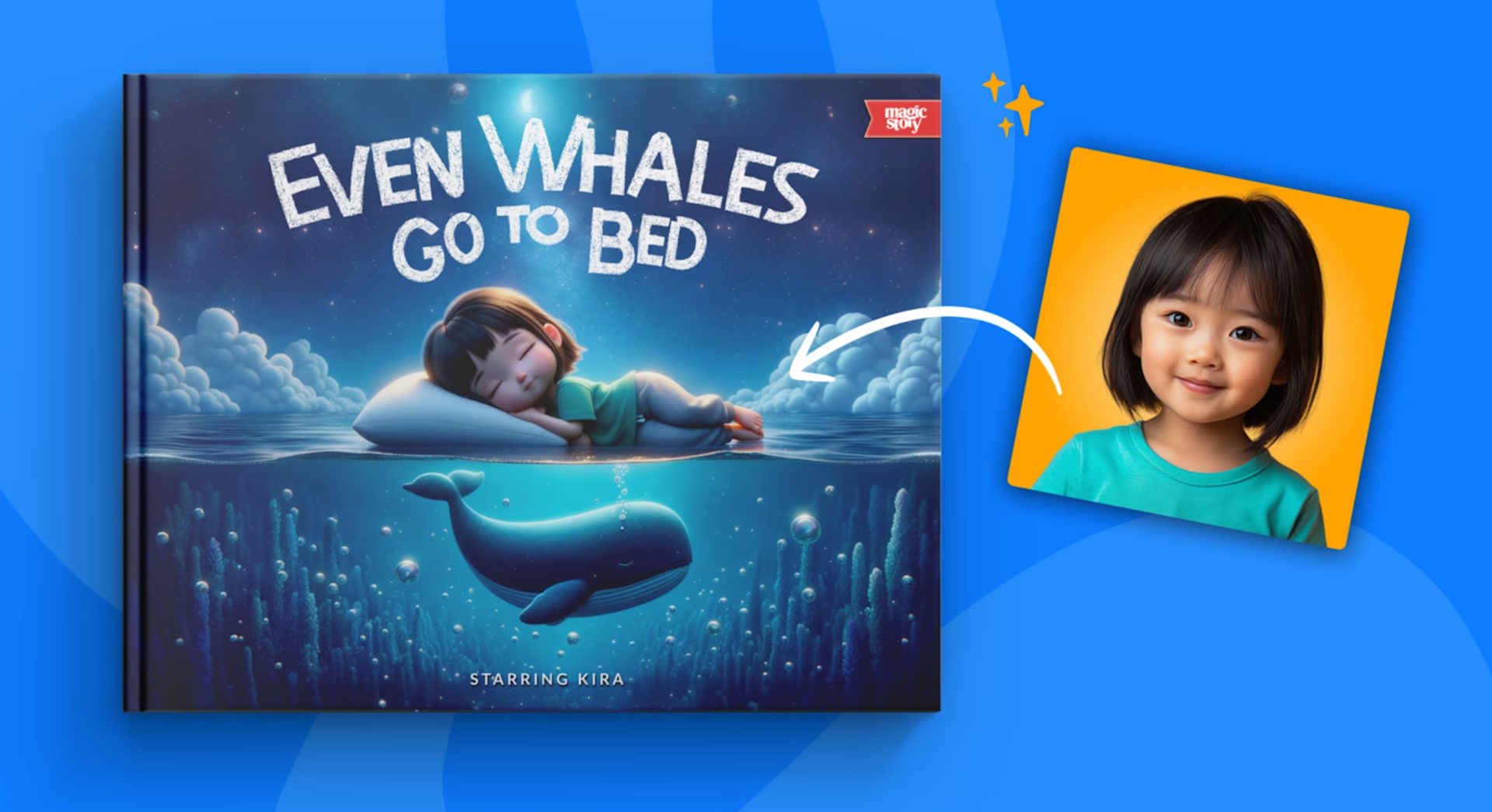 The child peacefully settling into sleep after discovering that even the mighty whale needs rest in Even Whales Go To Bed