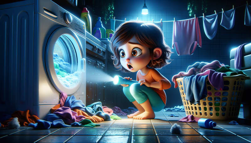 The child discovering that a "spooky" sound is really just an everyday household object in There's No Such Thing As Monsters
