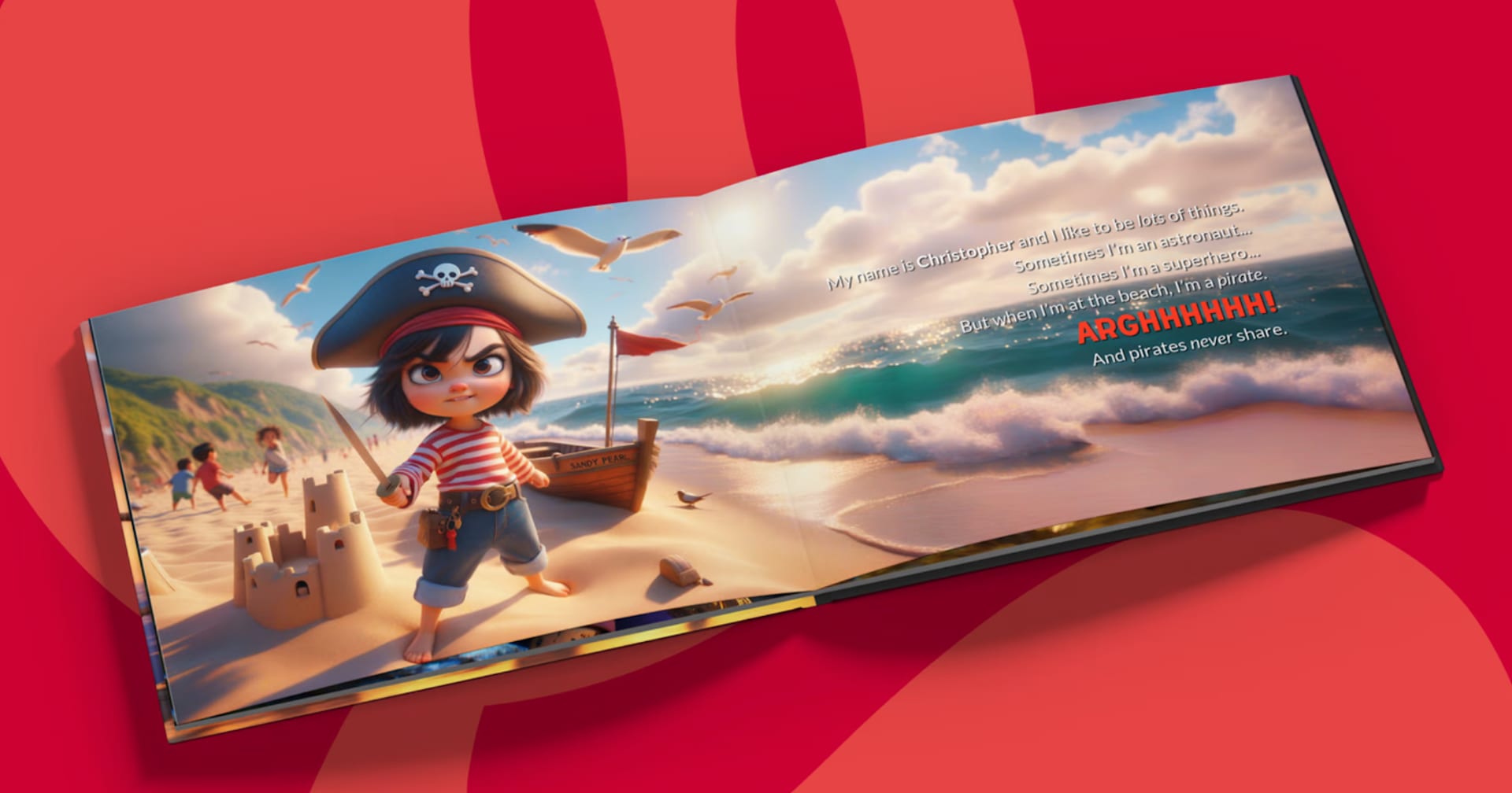 The child sharing treasure with Captain Inkbeard and discovering the joy of generosity in Learning to Share with Captain Inkbeard