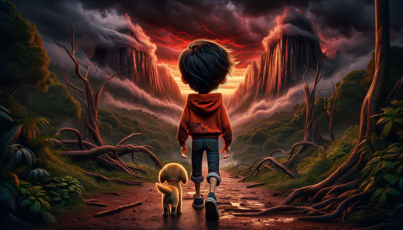 The child using courage and empathy to discover the truth behind the dragon's roar in The Sneeze of Destiny