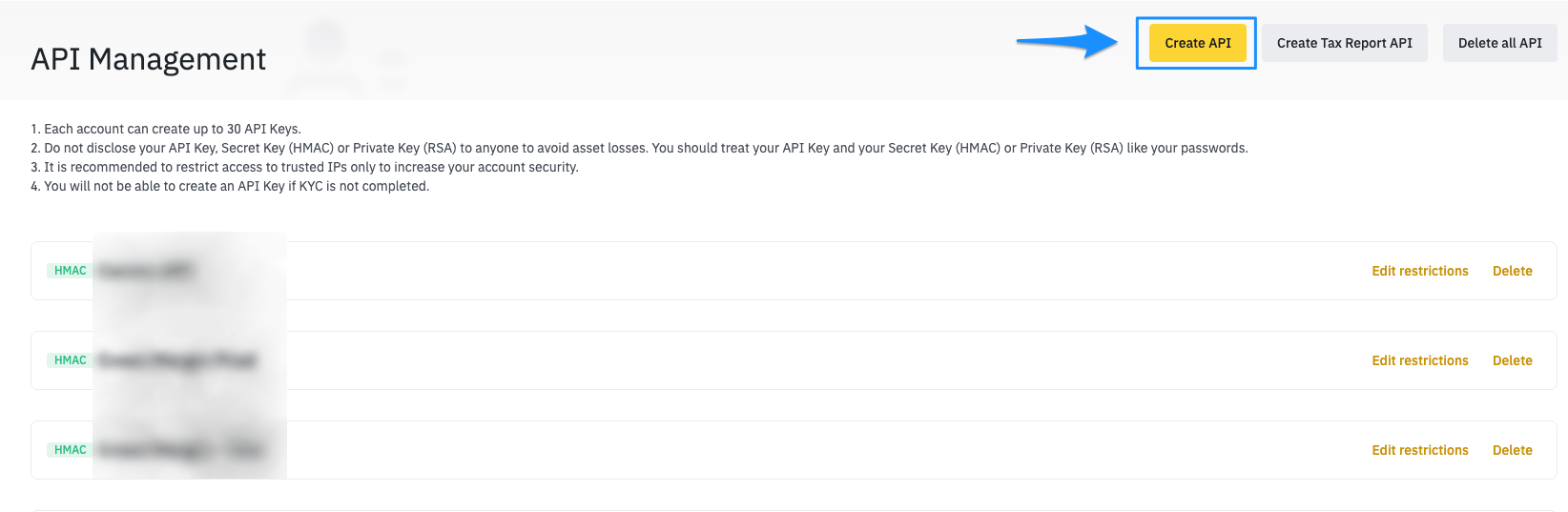 Create API Button