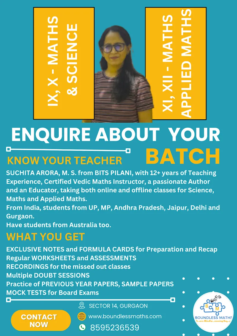 BOUNDLESS MATHS TUITION CLASSES - CORE & APPLIED MATHS, SCIENCE 9th,10th