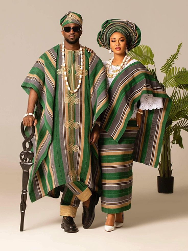 Green Patterned Aso-Oke image
