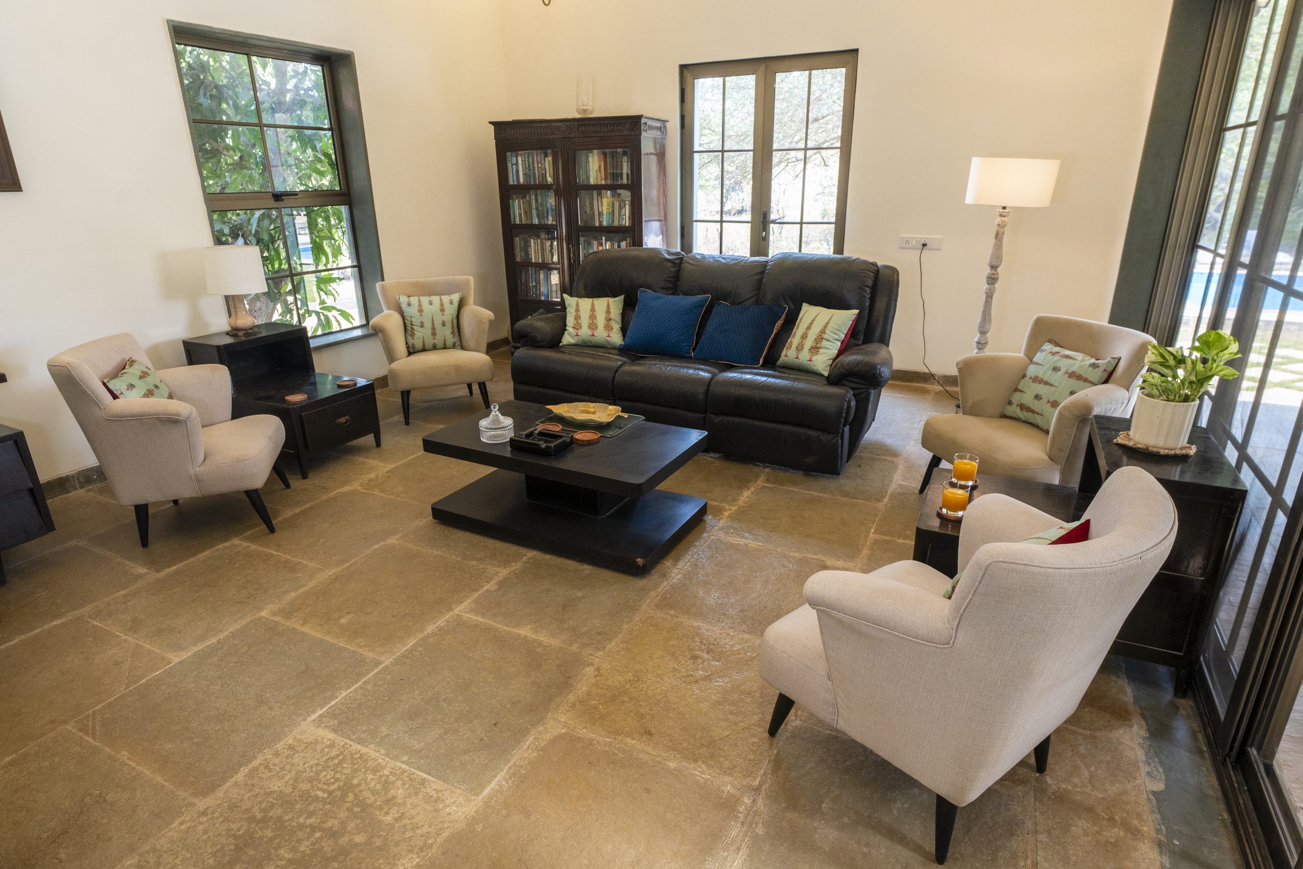 Alibaug villa bedroom and living area