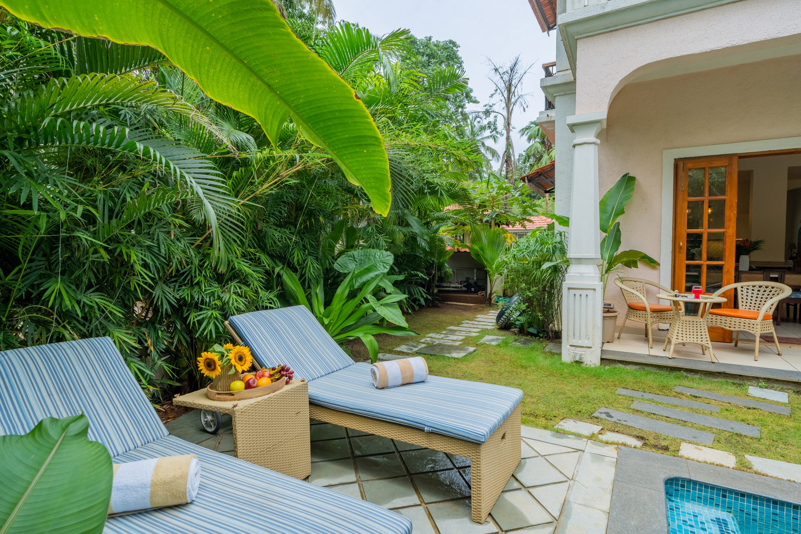Entertainment lounge inside Bauhinia luxury villa Goa