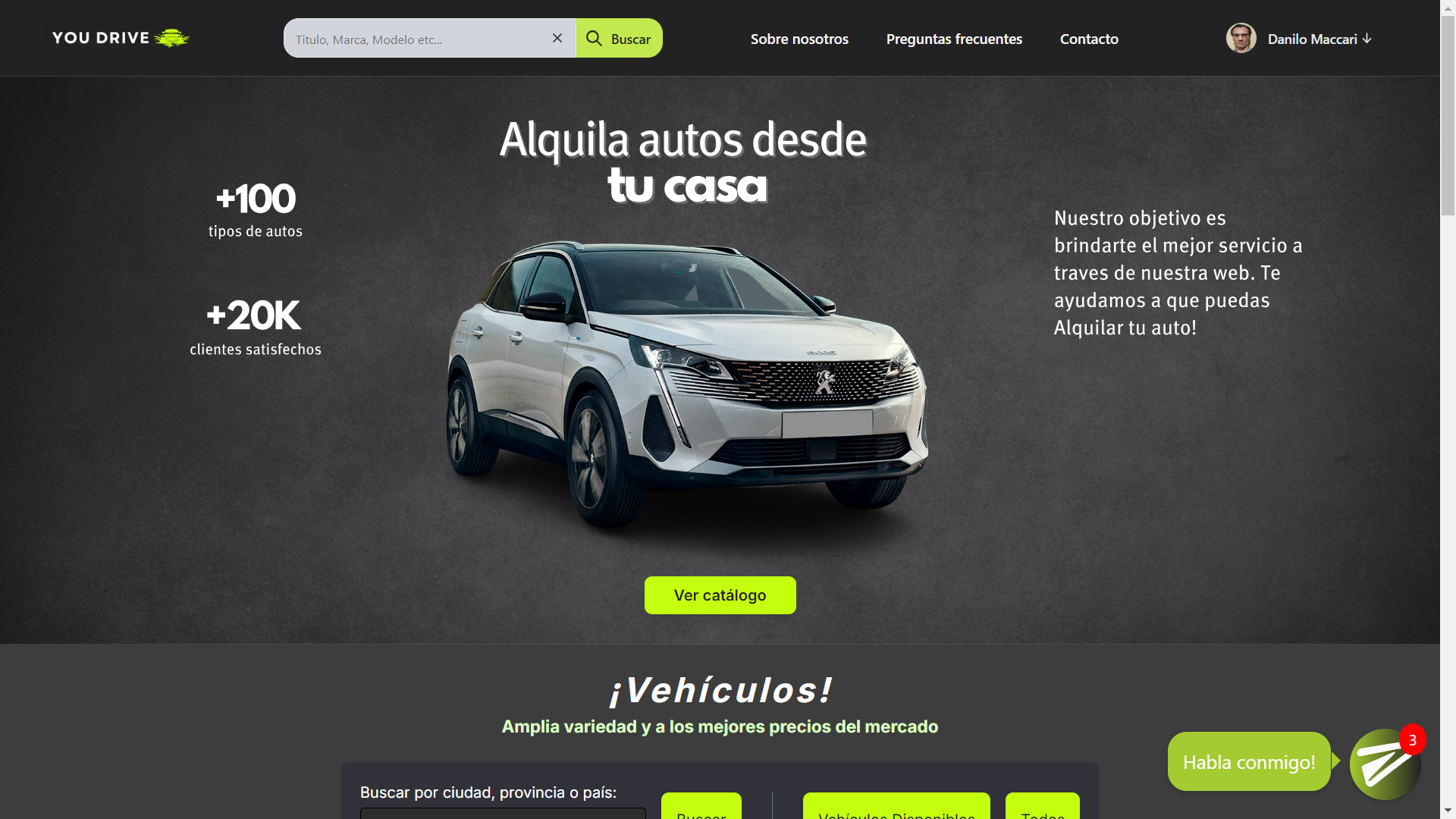 Captura de pantalla del proyecto YouDrive
