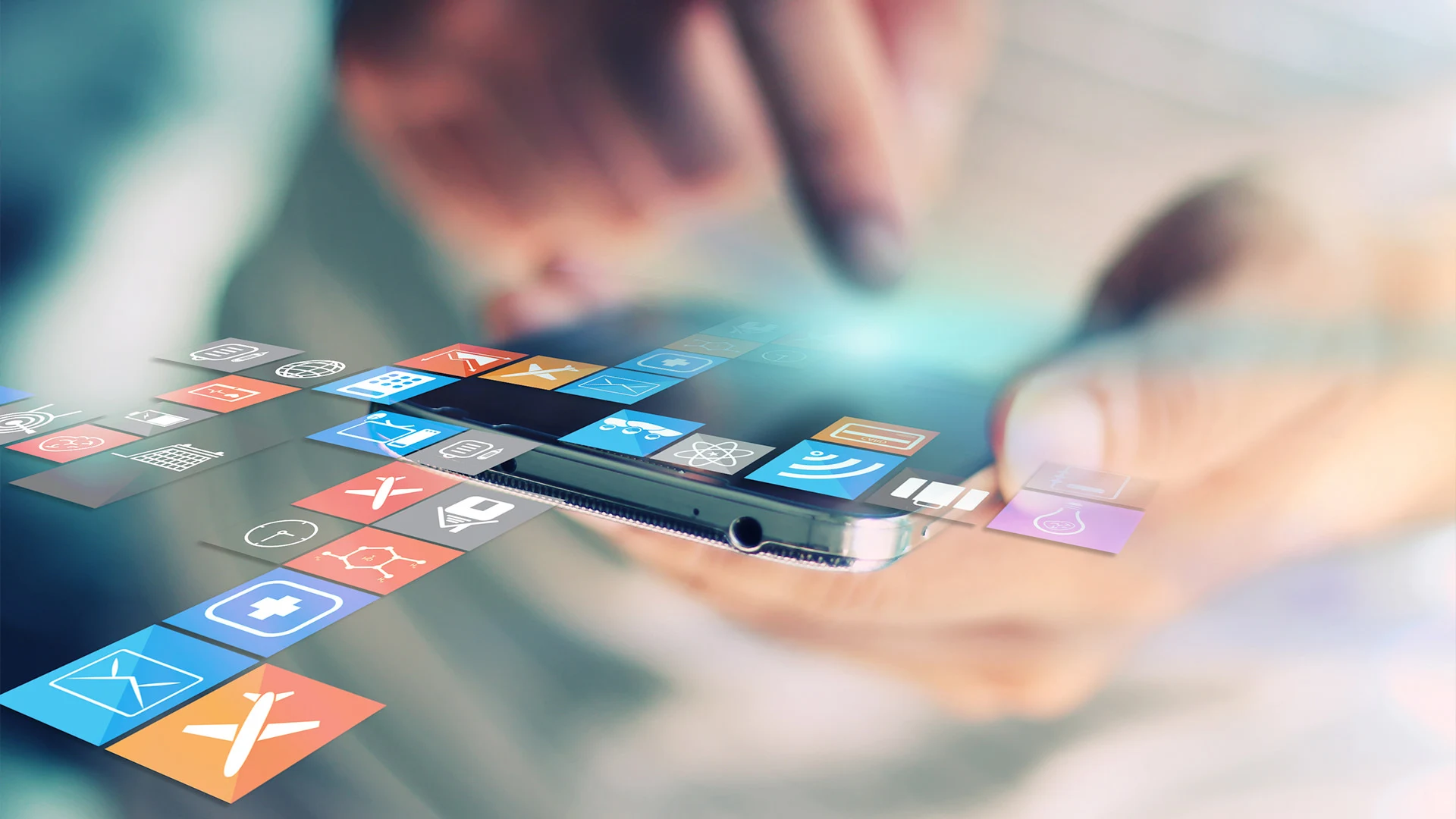 A person using a handheld digital device.