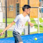 A man playing a match of Sky Padel.