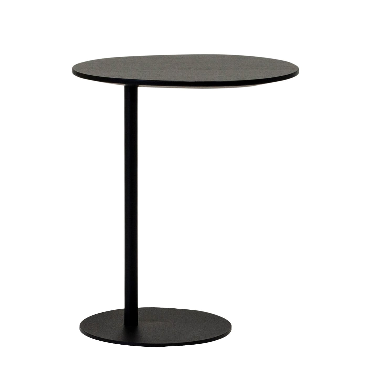 Sort moderne sidebord med rund plade og fod.
