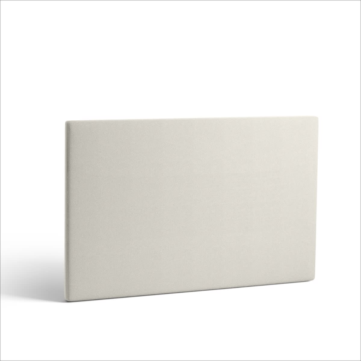 Rektangulær lys stofbeklædt panel, der står oprejst. Den har en subtil tekstur.
