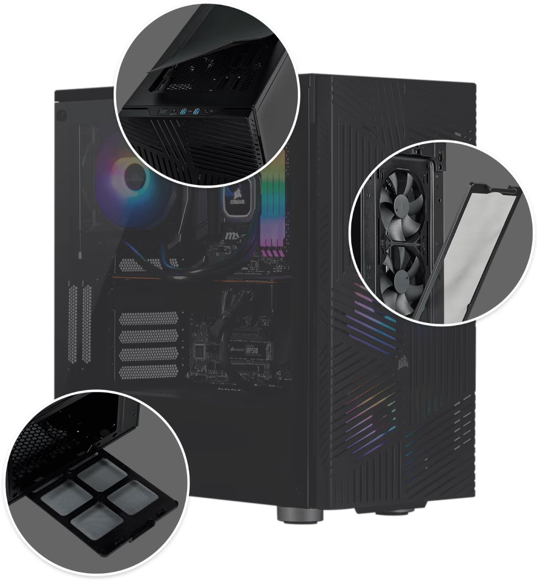 275R Airflow Tempered Glass Mid-Tower Gaming Case — Black