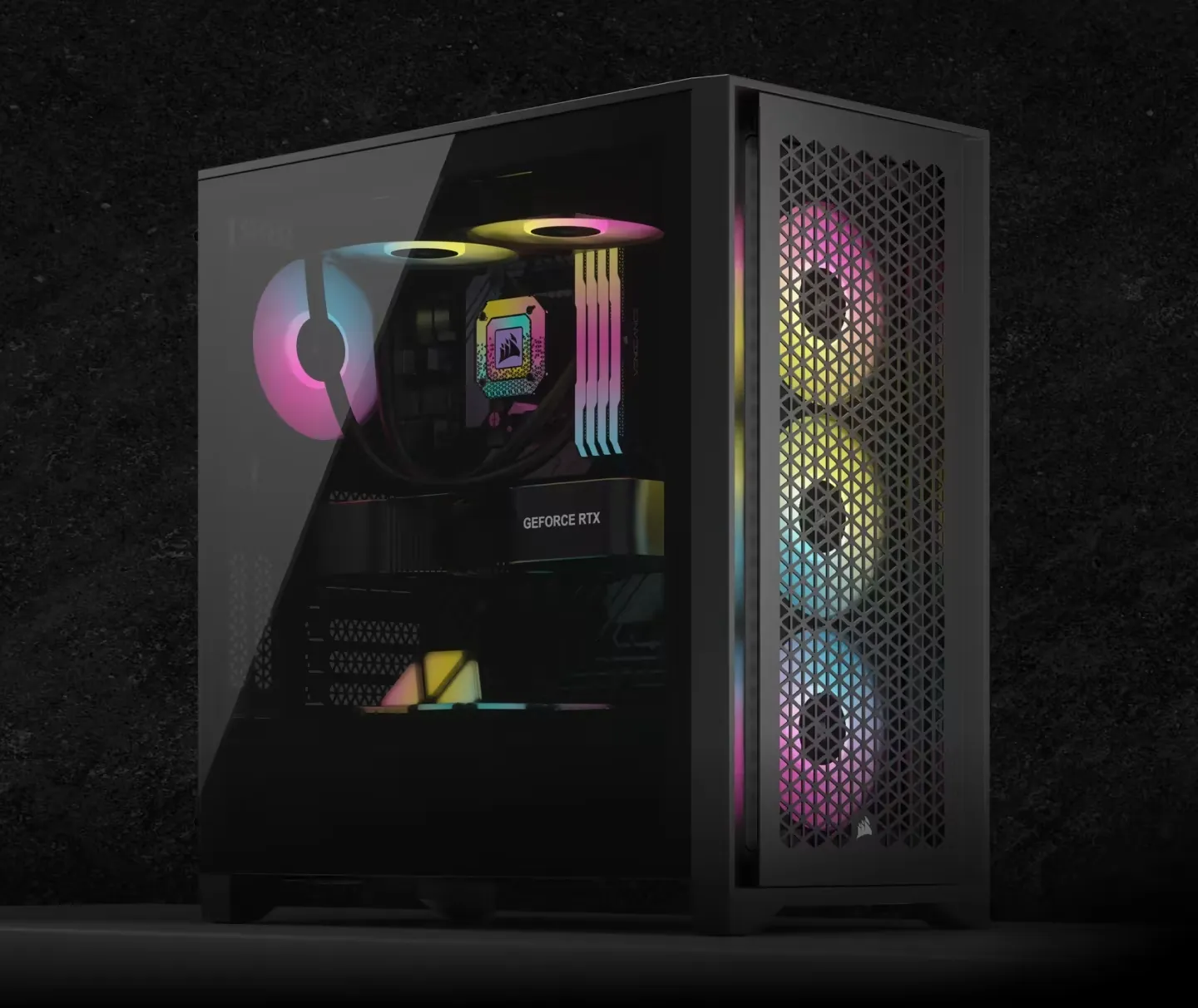 iCUE 4000D RGB AIRFLOW Mid-Tower Case, Black - 3x AF120 RGB ELITE Fans - iCUE Lighting Node PRO Controller - High-airflow Design
