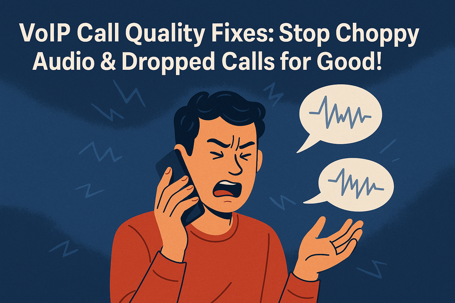 Mainstream Digicom blog post featured image. VoIP Call Quality Fixes: Stop Choppy Audio & Dropped Calls for Good!