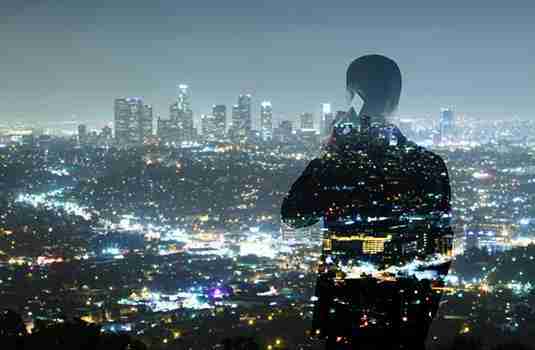 businessman  and night city