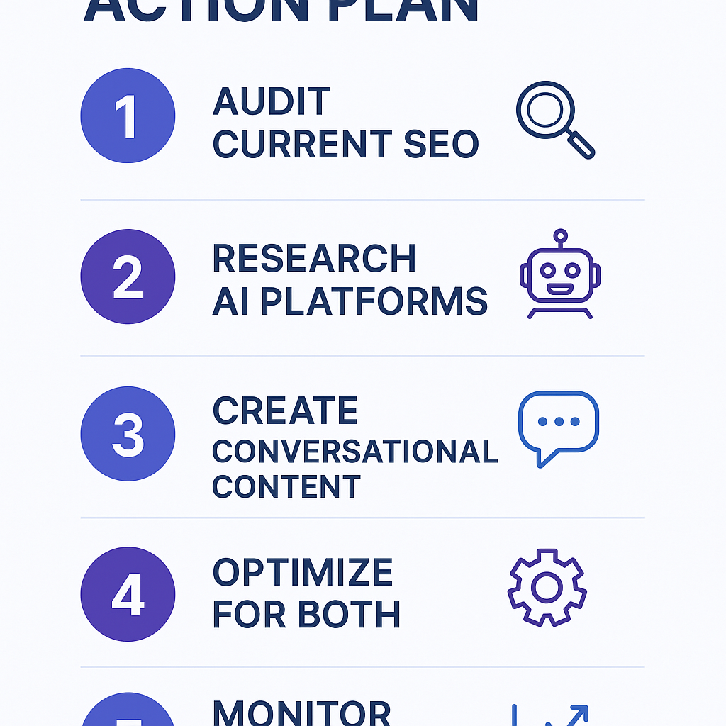 Step-by-step action plan for implementing both GEO and SEO