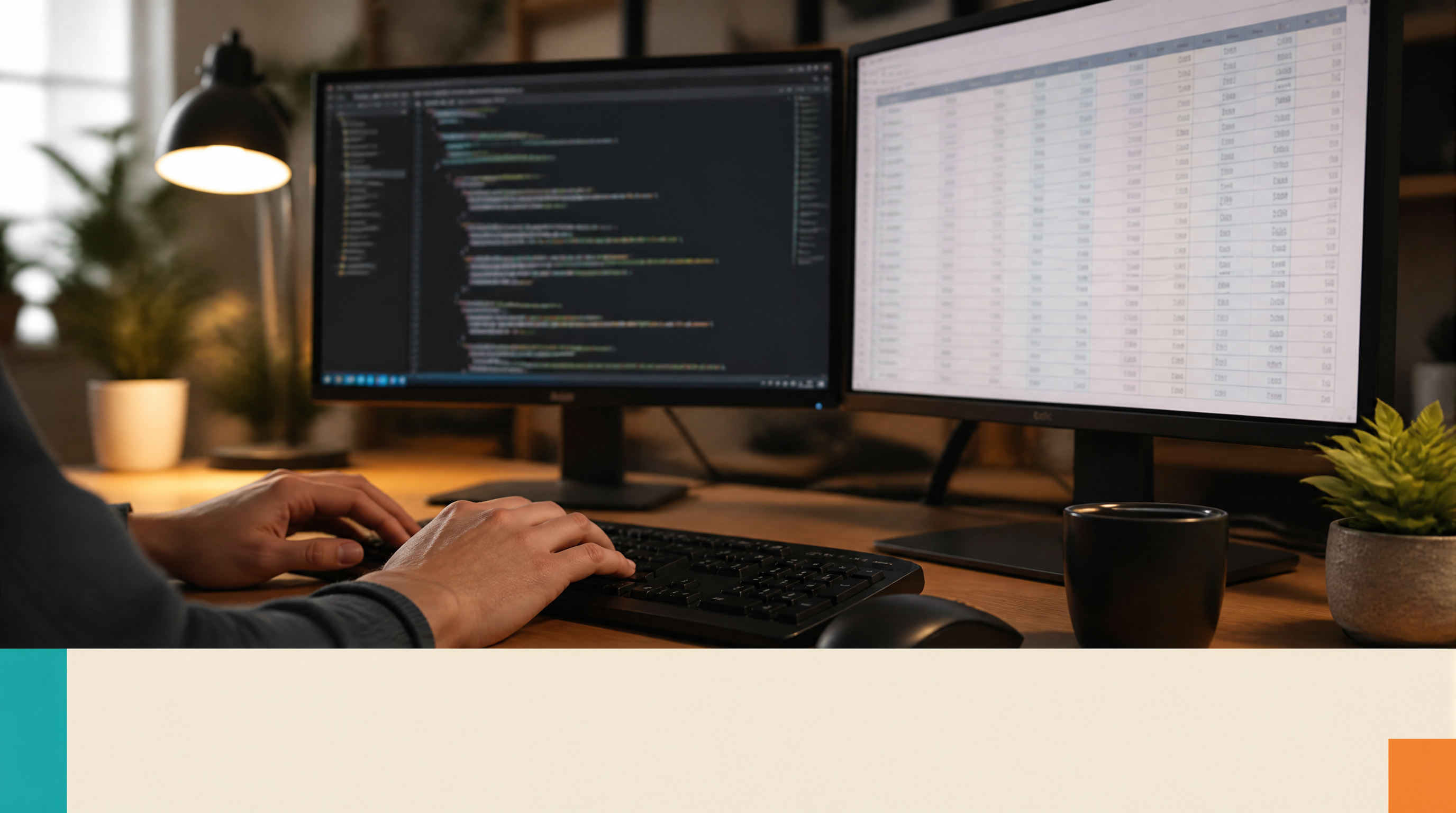 What an AI Lead-Scoring Pipeline Actually Looks Like (A Real Build Breakdown) — Supporting visual 1: A developer's desk with two monitors showing code and 