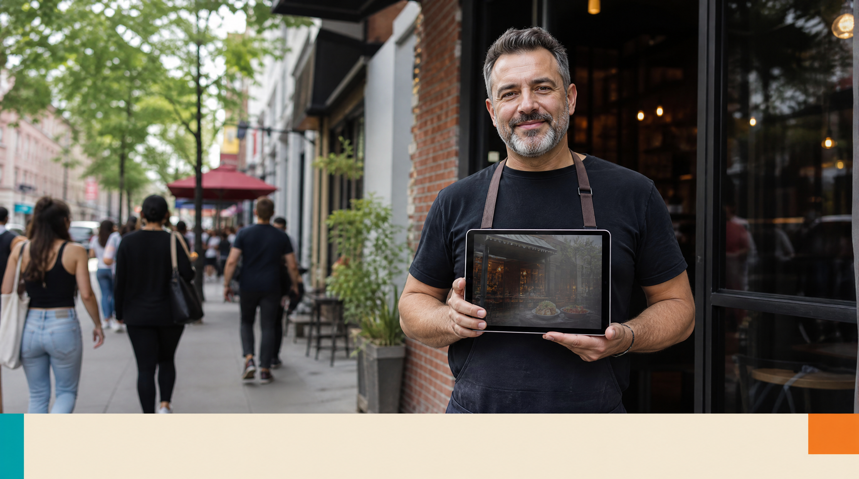 Google Business Profile Optimization Checklist for Quebec SMBs (2026) — Supporting visual 2: A restaurant owner standing in front of their establishment on