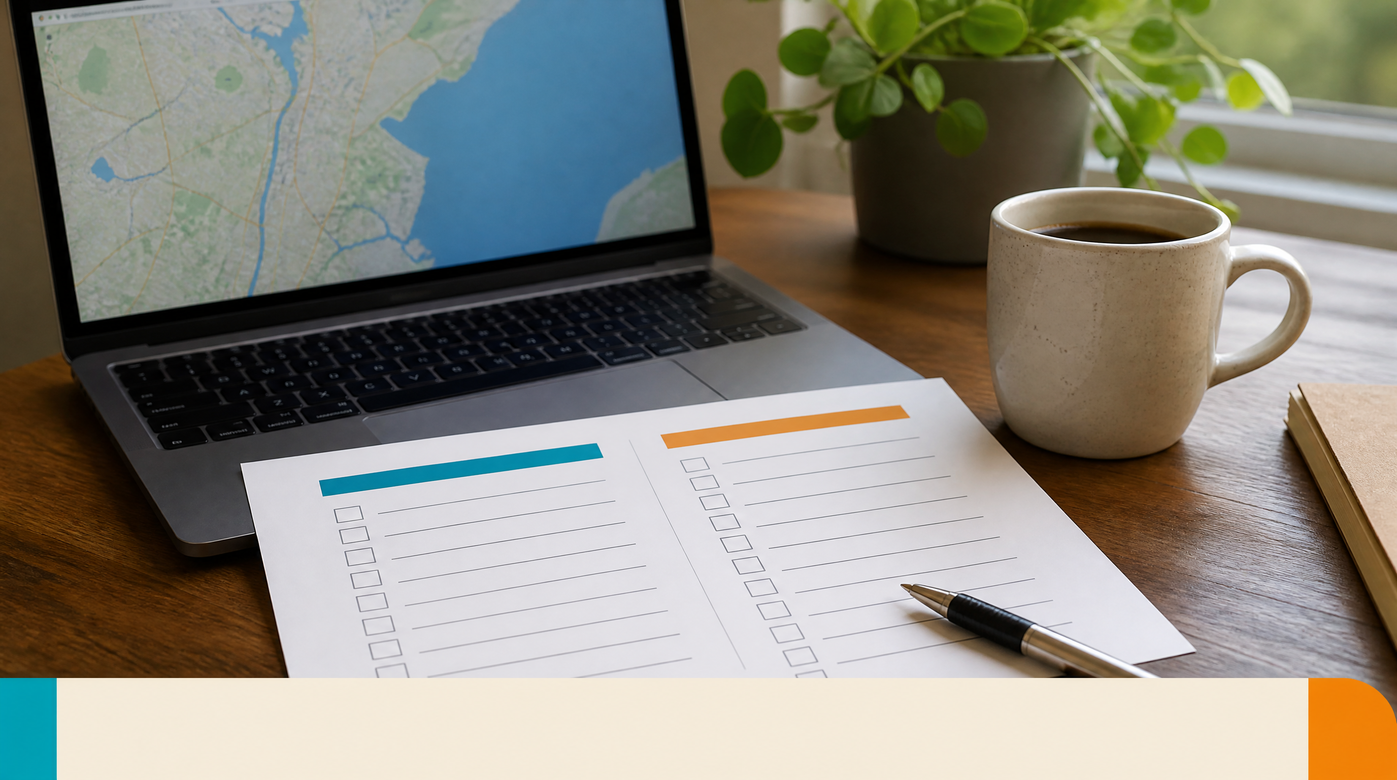 Google Business Profile Optimization Checklist for Quebec SMBs (2026) — Supporting visual 1: A bilingual French-English paper checklist on a desk beside an