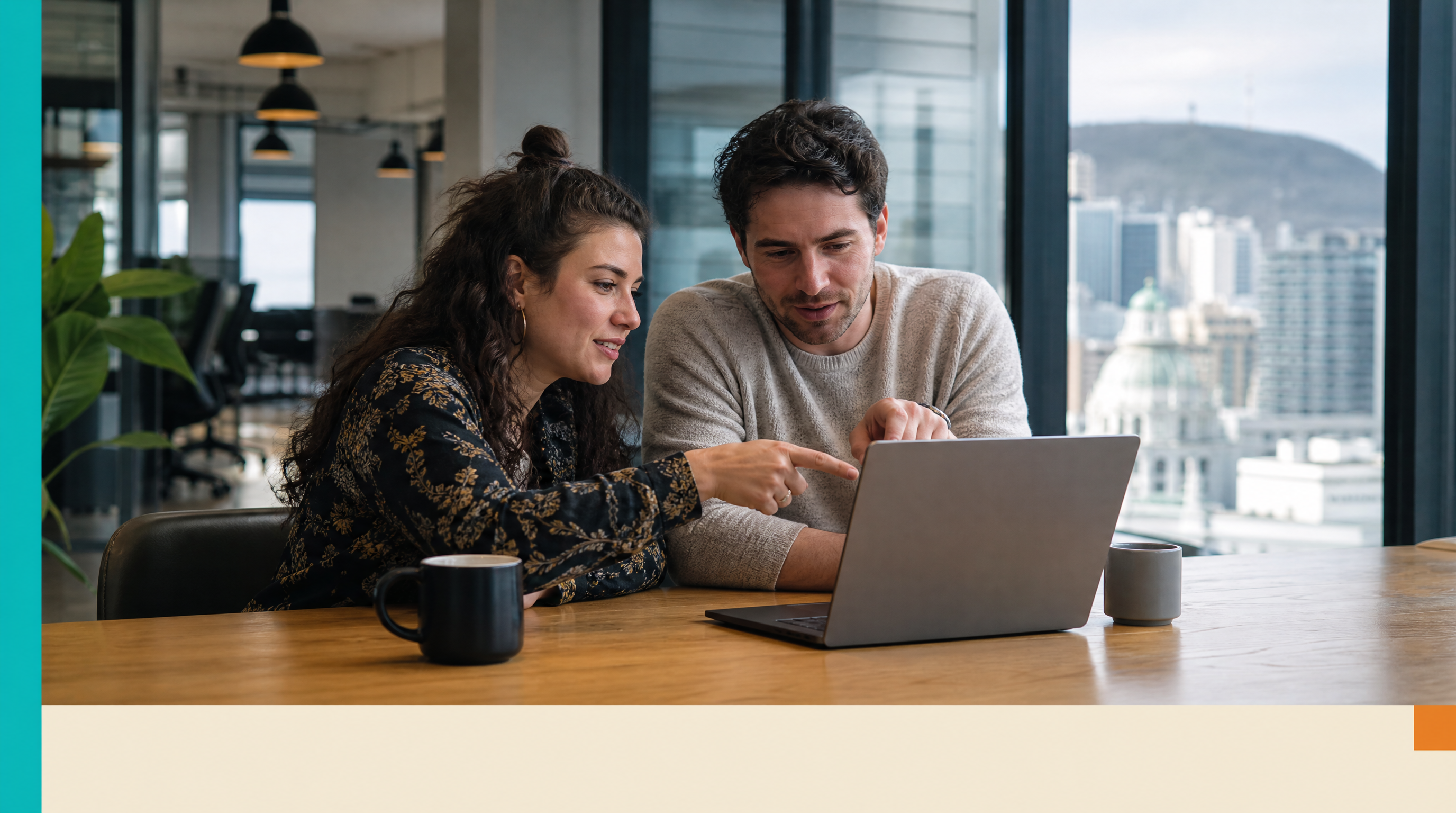 Google Business Profile Optimization Checklist for Quebec SMBs (2026) — Closing visual: A marketing consultant and a small business owner reviewing analyti