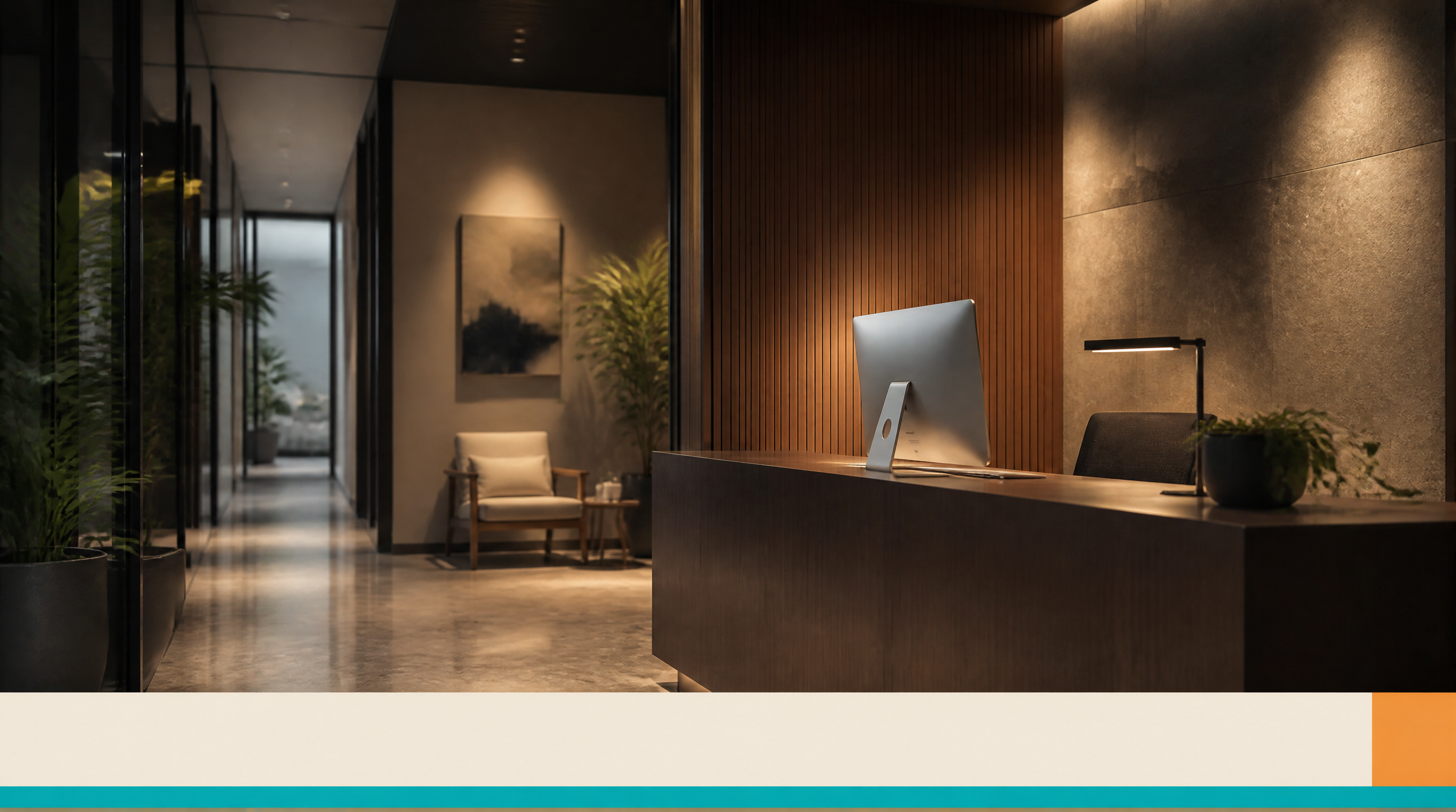 Why Law Firms Are Using AI Matter-Intake Agents to Cut First-Pass Review Time — Closing visual: A small law firm reception area in Montreal with warm ambie