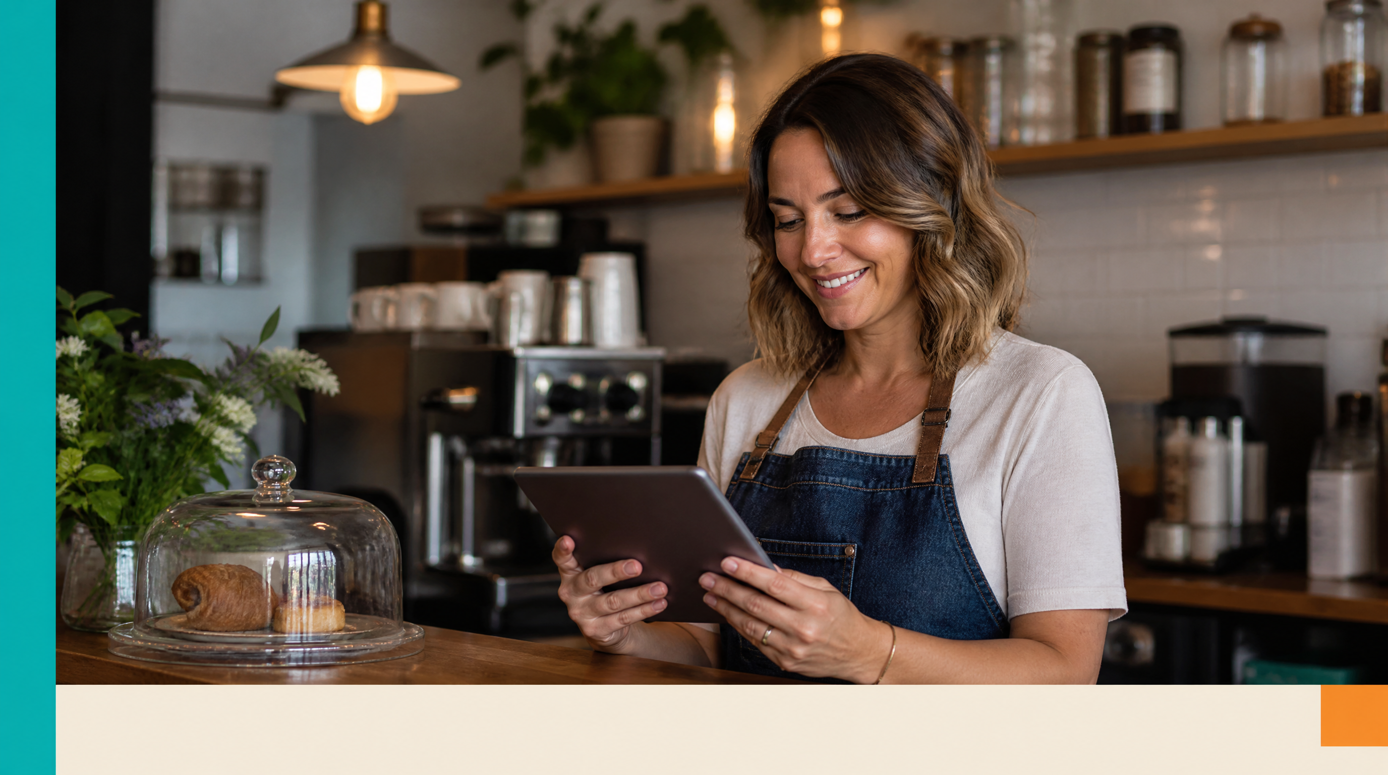 How AI Recruiting Agents Turn Intake Notes Into Qualified Candidate Shortlists — Closing visual: A small business owner at a café counter smiles while revi