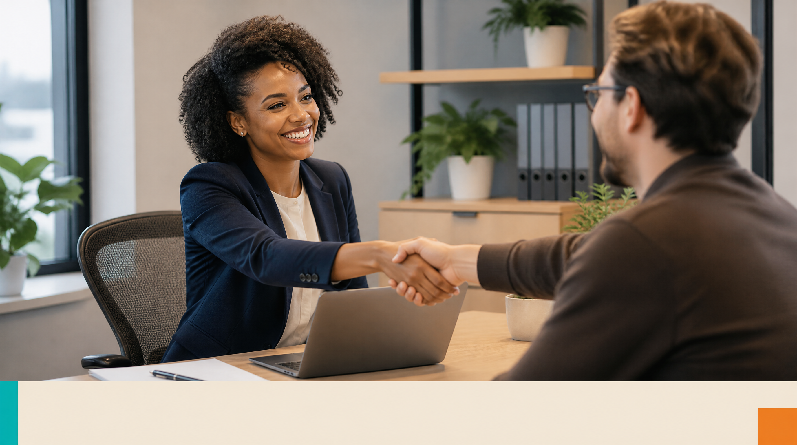 AI Client-Onboarding Agents for Accounting Firms: Document Collection Without the Email Chase — Closing visual: An accountant shaking hands with a new clie