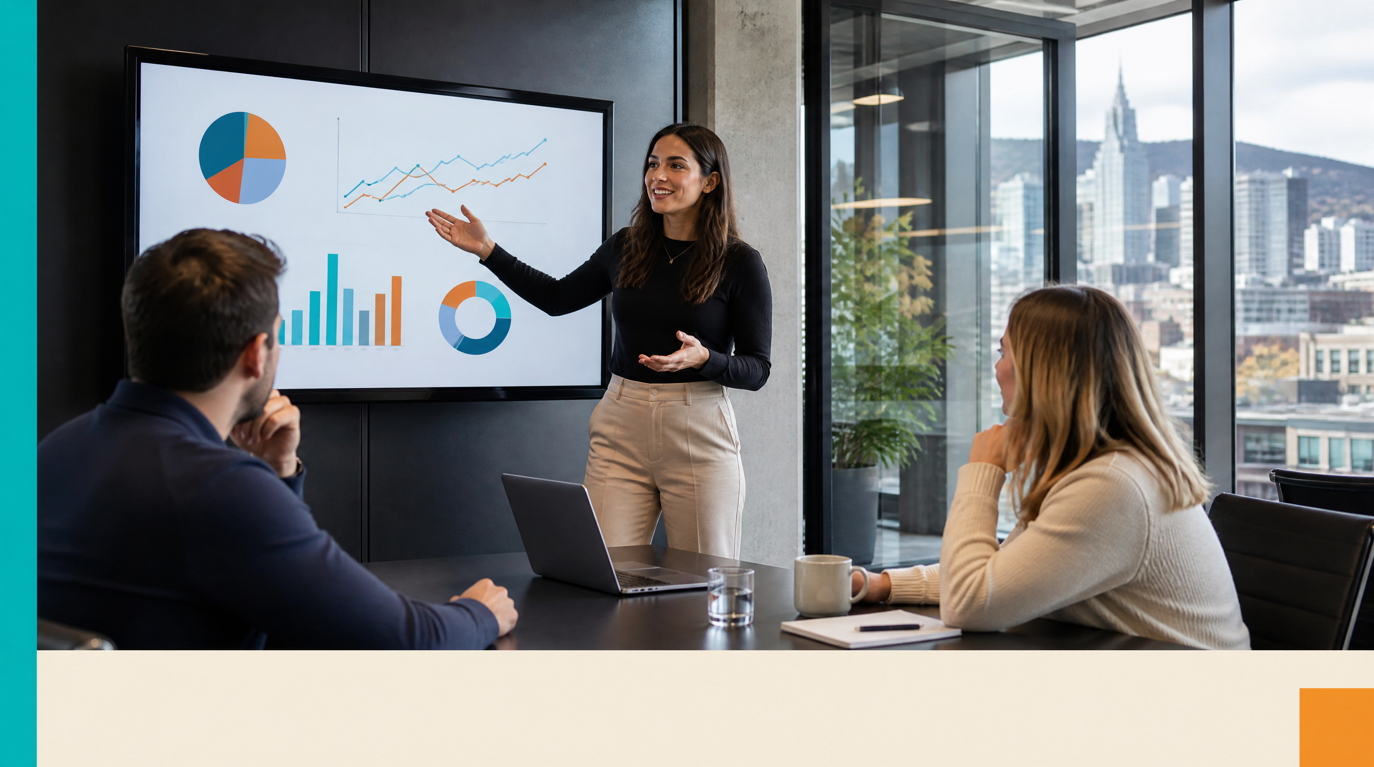 From Manual Screening to AI Campaign-Ops Agents: What Changes for Marketing Agencies — Supporting visual 2: A female account manager in a glass-walled meet
