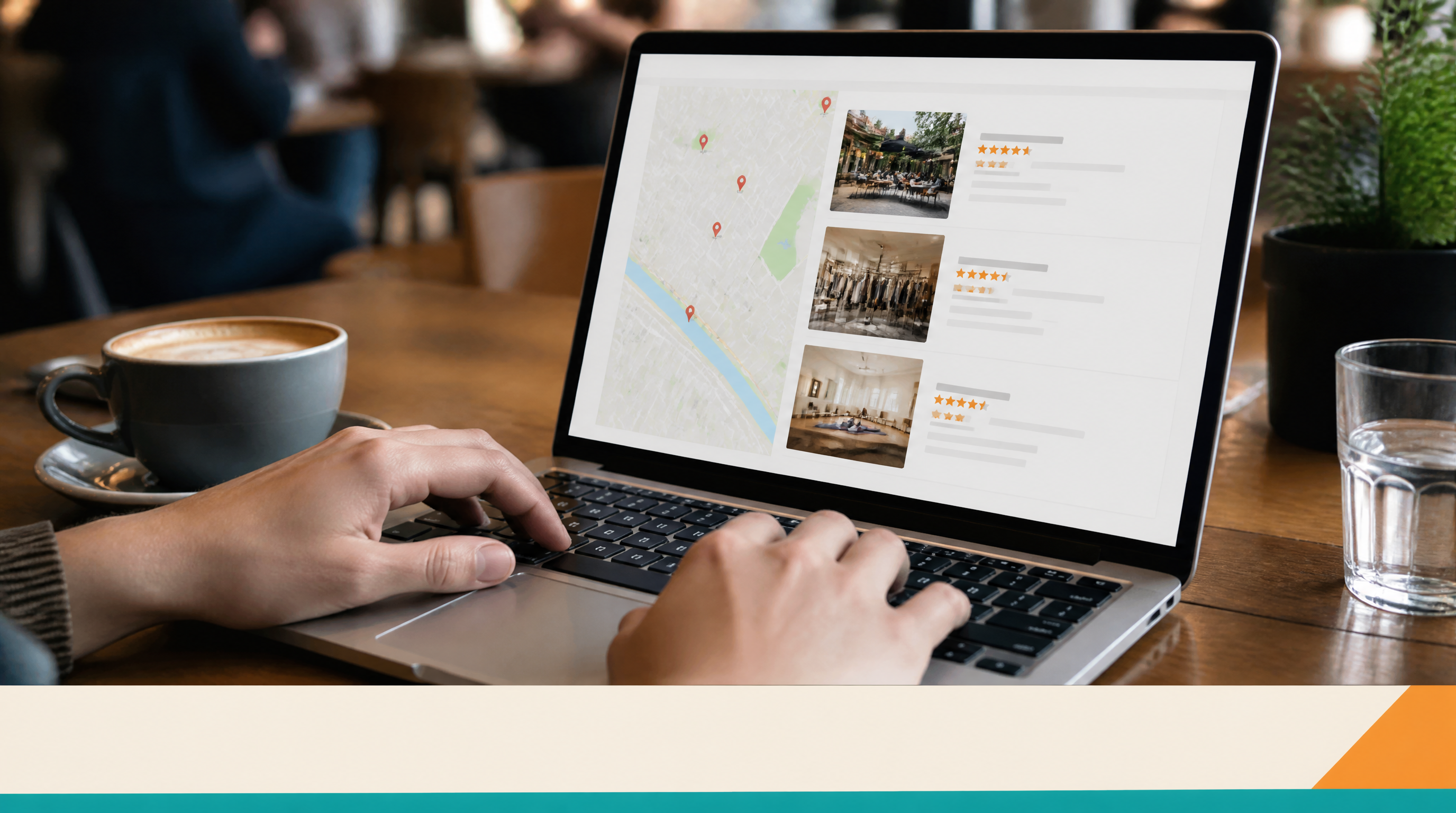 How to Get Your Business Cited by ChatGPT and Google AI Overviews — Supporting visual 1: A close-up of a person's hands typing on a laptop keyboard, with a