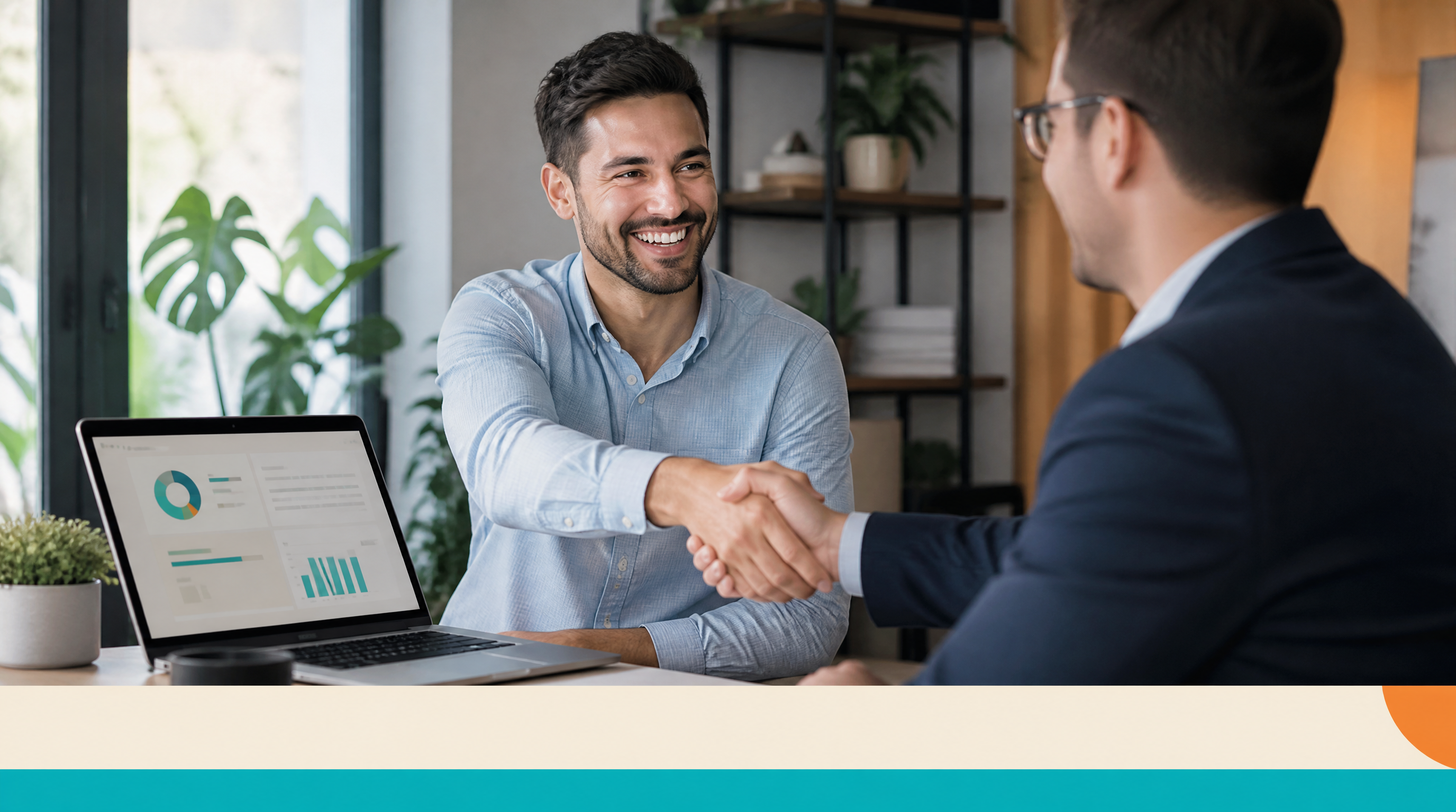 How Much Does It Cost to Have AI Build a Website? Real Price Ranges Explained — Closing visual: A smiling entrepreneur shakes hands with a consultant acros