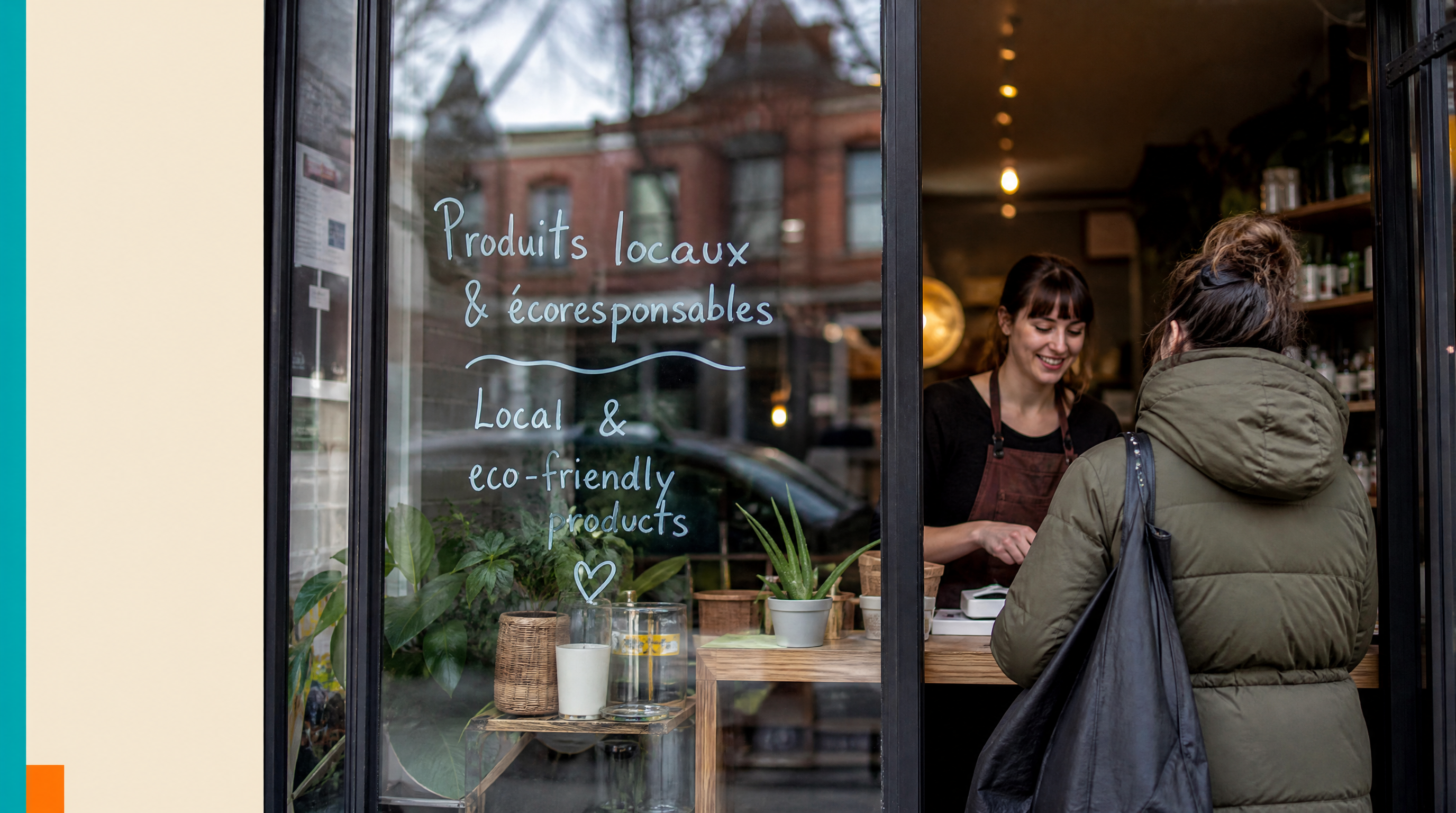 AI Search Visibility for Montreal Small Businesses: The 2026 Playbook — Supporting visual 2: A bilingual storefront in Plateau-Mont-Royal with handwritten 