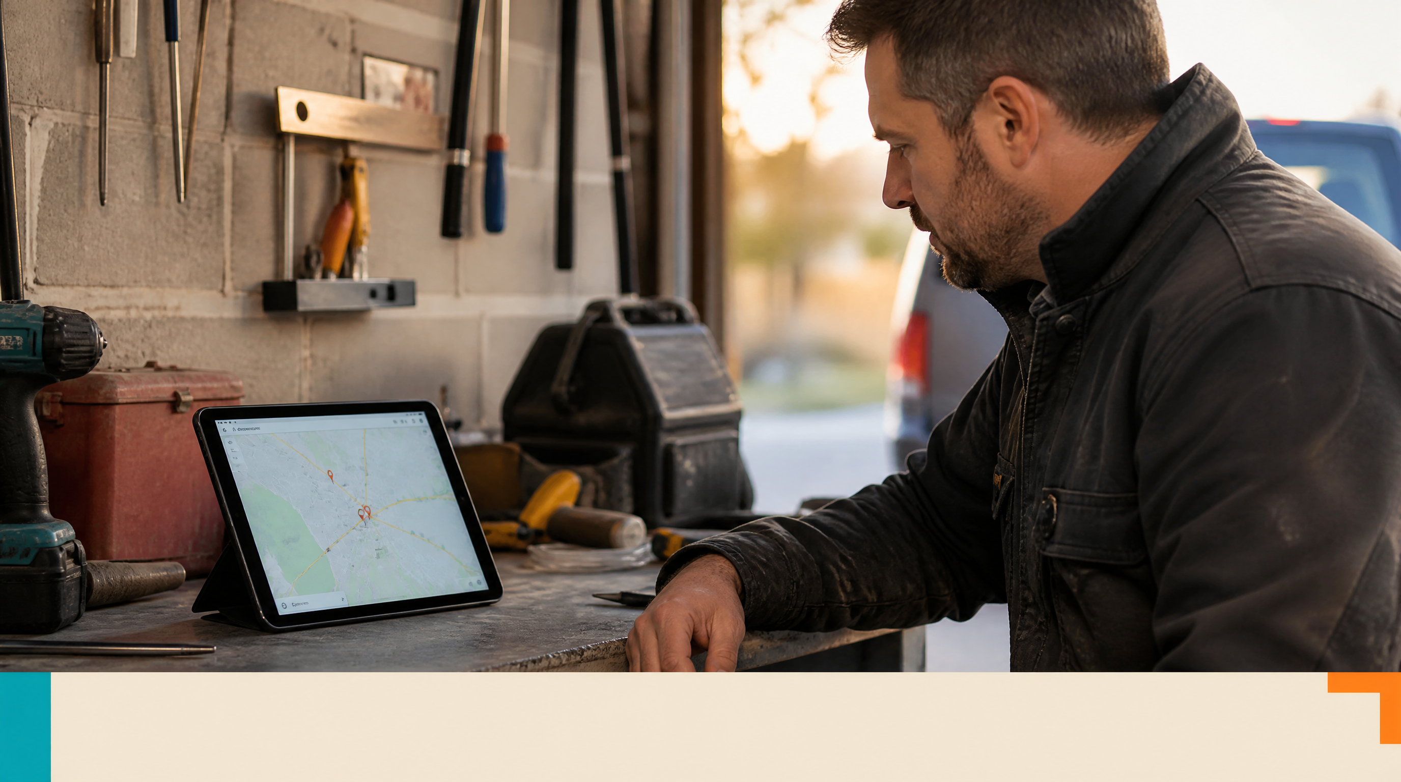 Beyond AI: How Small Businesses Turn AI Automation Into Bookings and Answered Calls — Supporting visual 2: A trades business owner in a work jacket looking