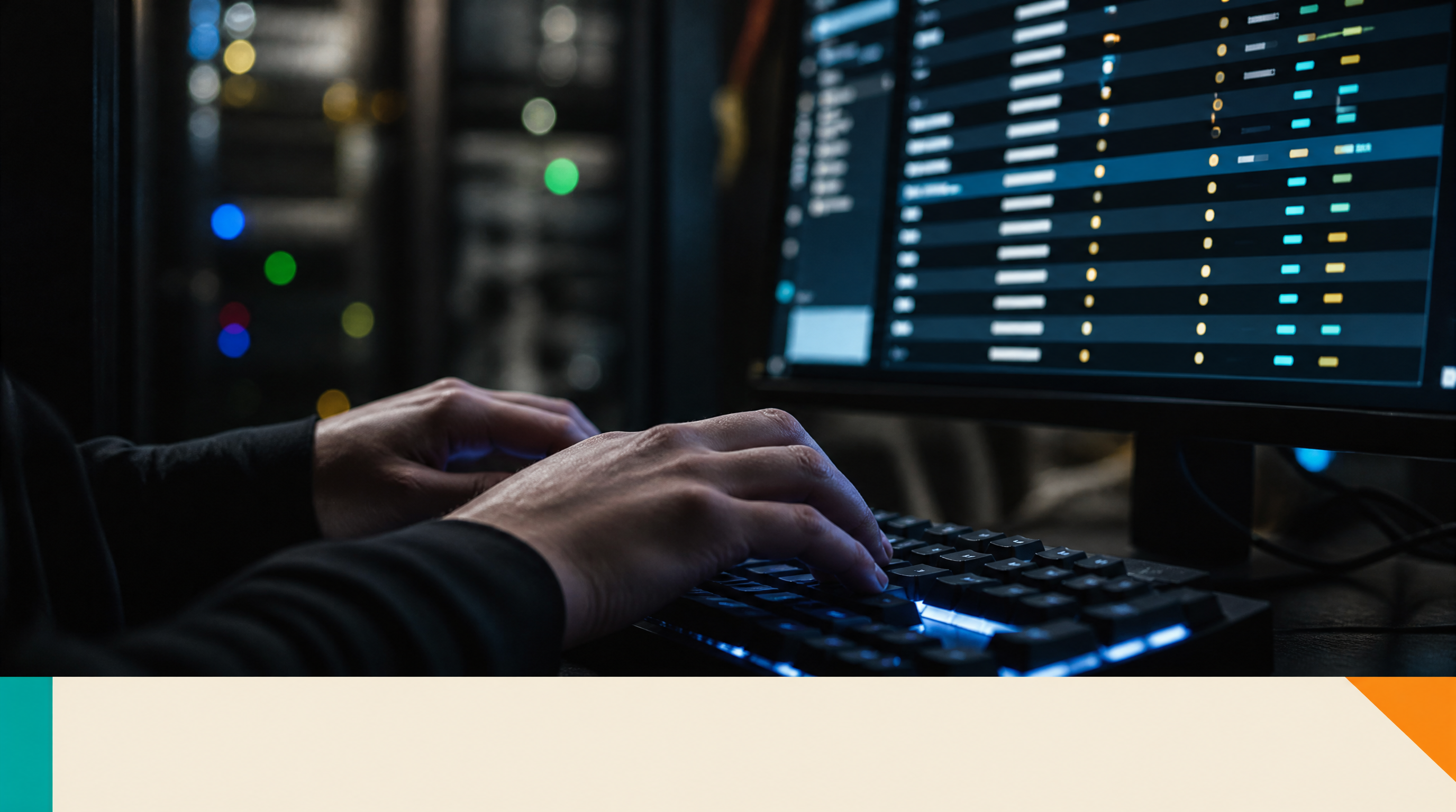 The AI Service-Desk Copilot: Categorizing IT Tickets Before They Reach a Technician — Supporting visual 1: Close-up of a technician's hands typing on a mec