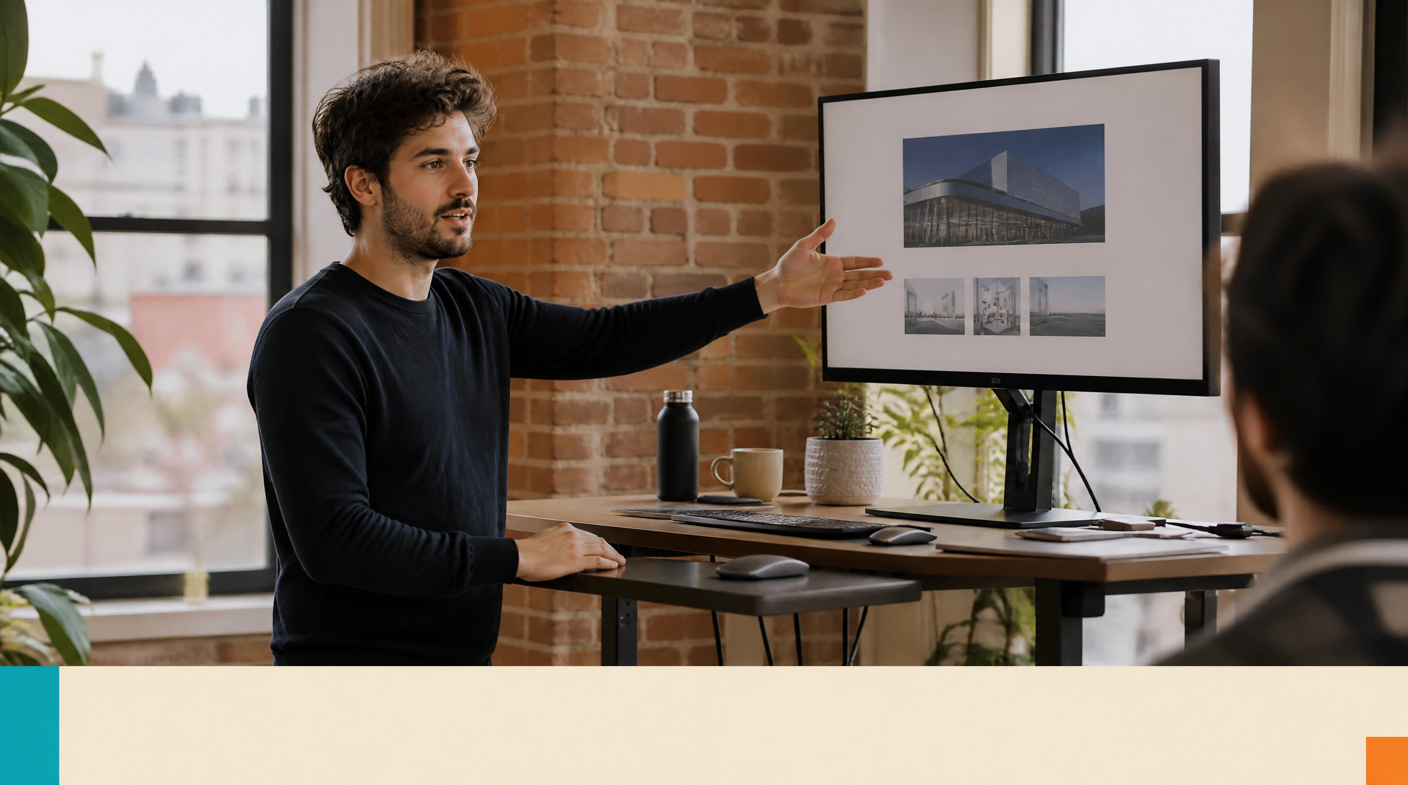 Do Small Businesses Really Need a Website in 2026? — Closing visual: A web developer in his late 20s sits at a standing desk in a modern Montreal design st