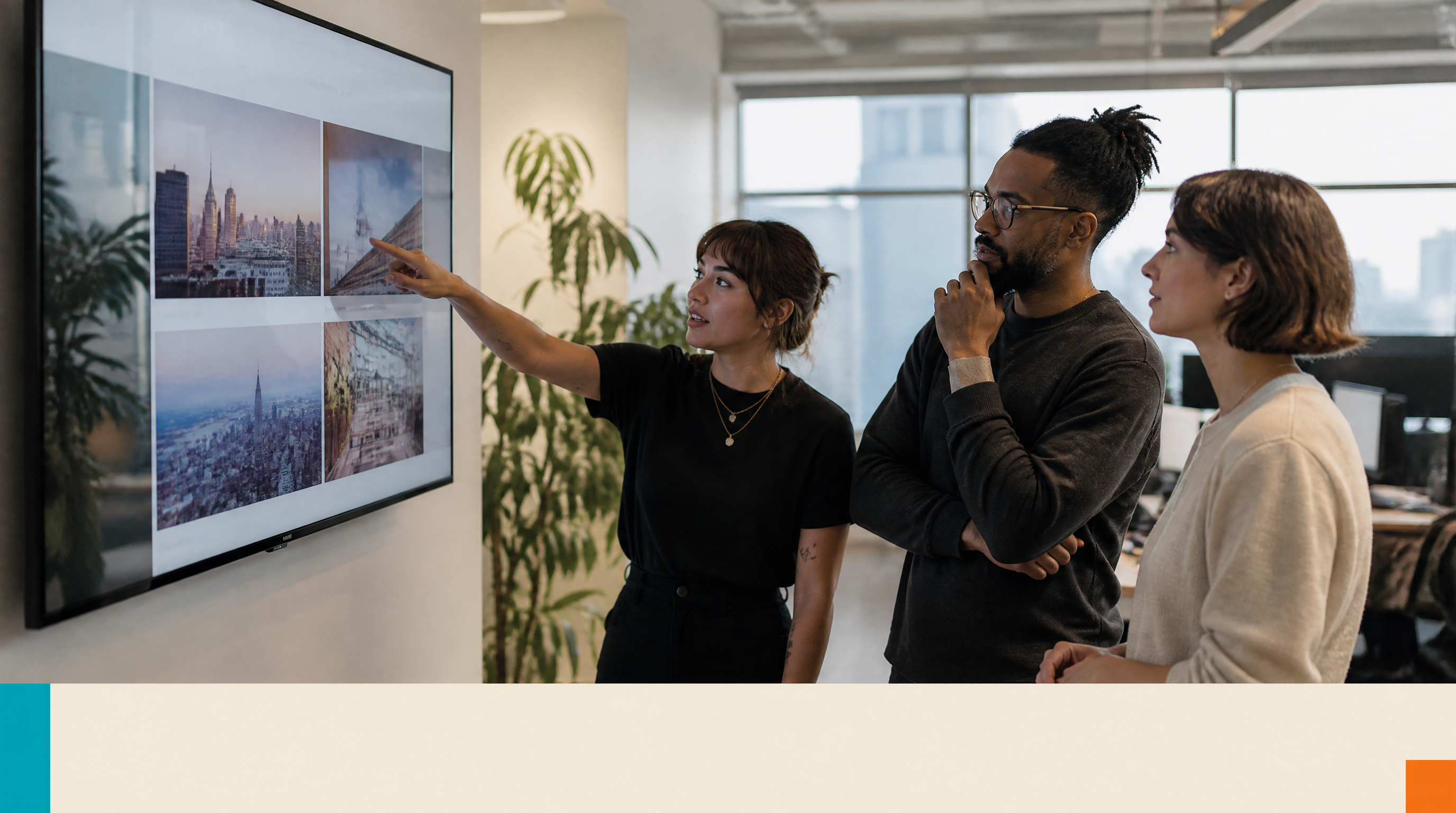 Bilingual Website Design in Montreal: Why EN/FR Doubles Your Reach — Closing visual: A Montreal web studio team of three colleagues reviews a website on a
