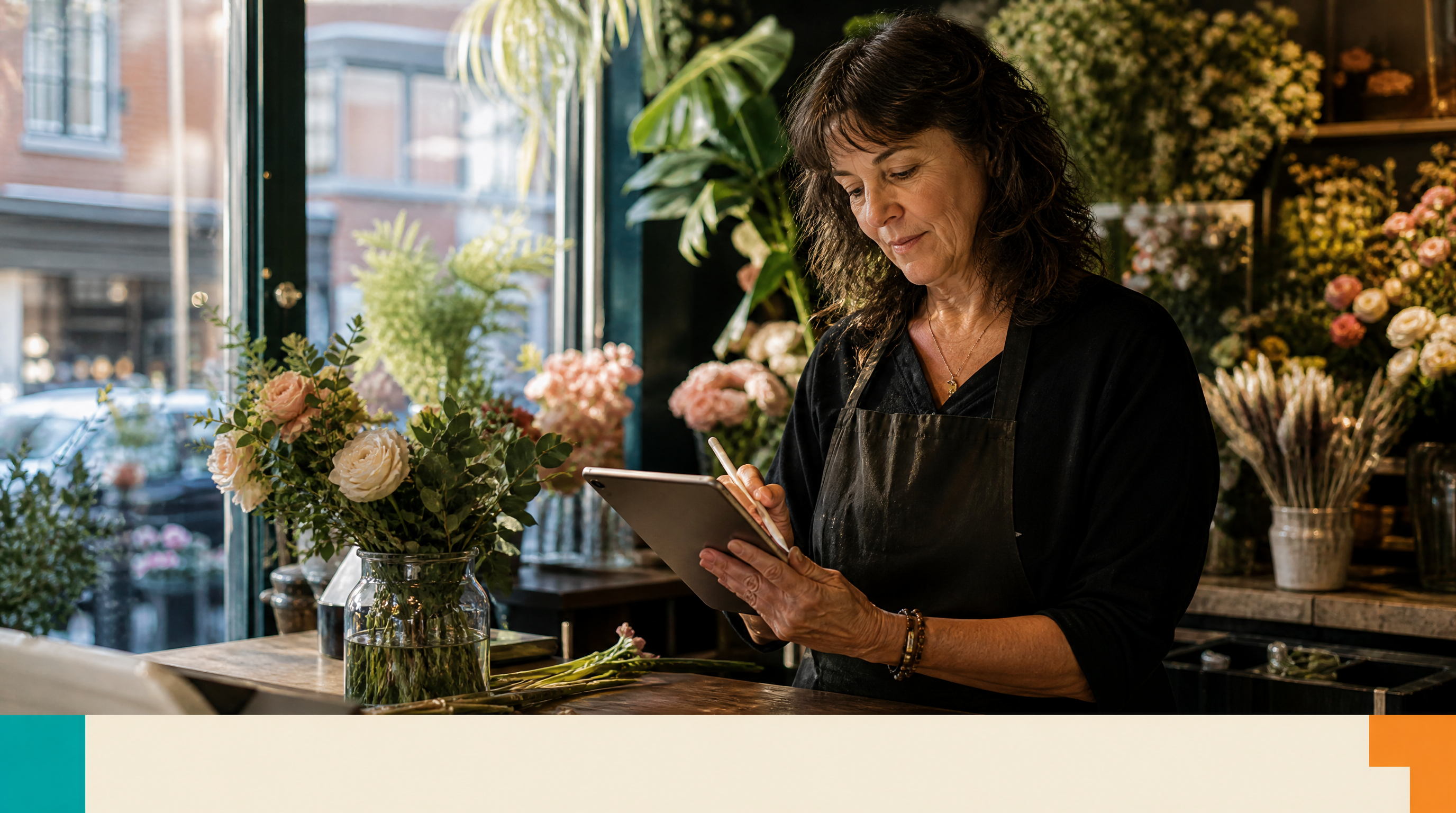 How Do AI Agents Learn? A Plain-English Guide for Small Business Owners — Supporting visual 2: A woman in her 50s behind the counter of a cozy Montreal flo