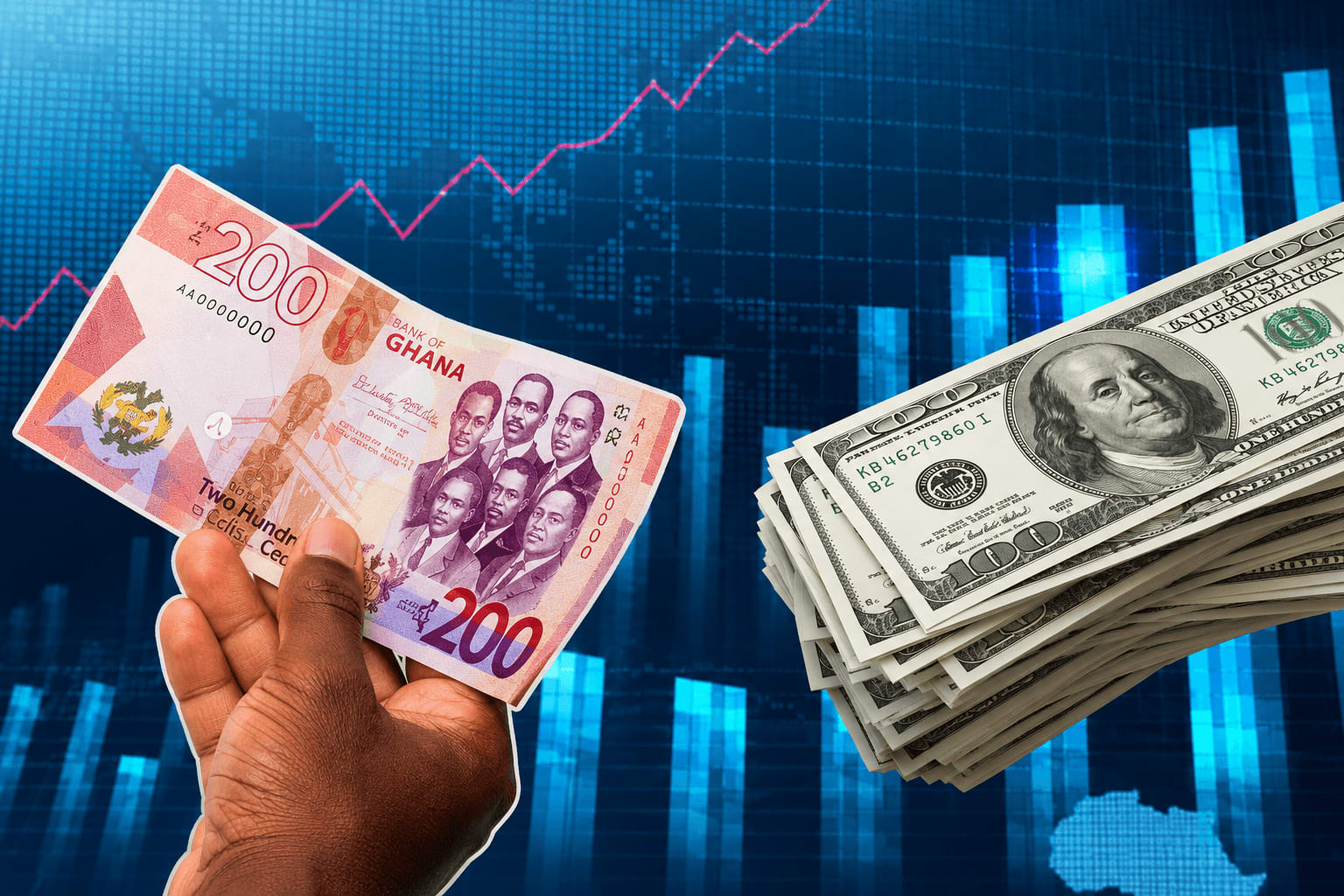 Ghana Cedi Weakens to GH¢11.55 Against Dollar Despite Strong Trade Surplus