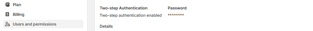 Shopify 2FA - shopify settings