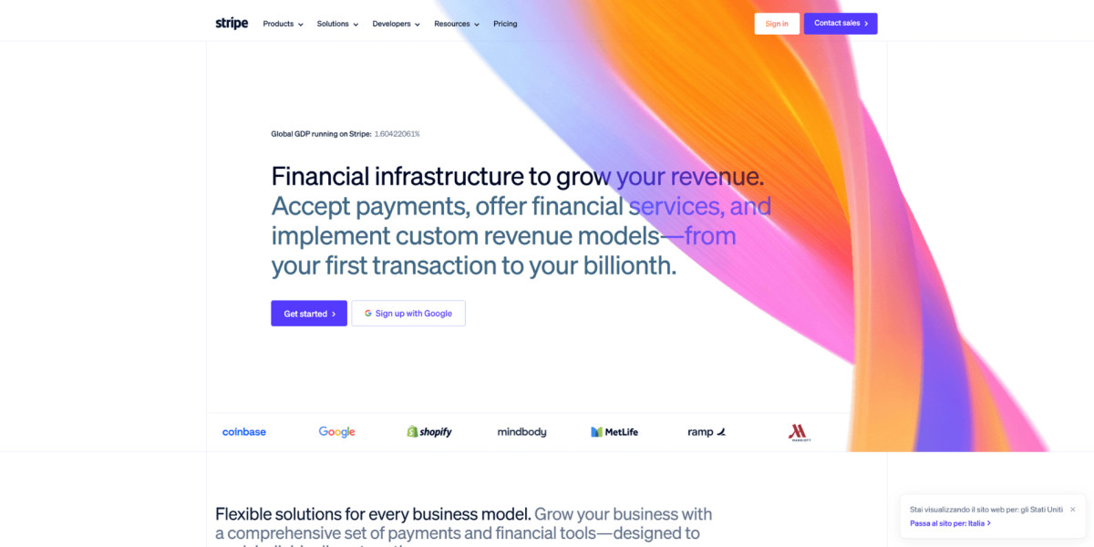 website hero sections - Stripe