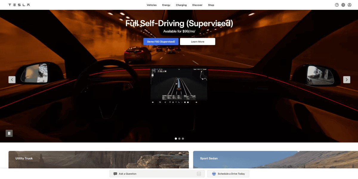 website hero sections - Tesla