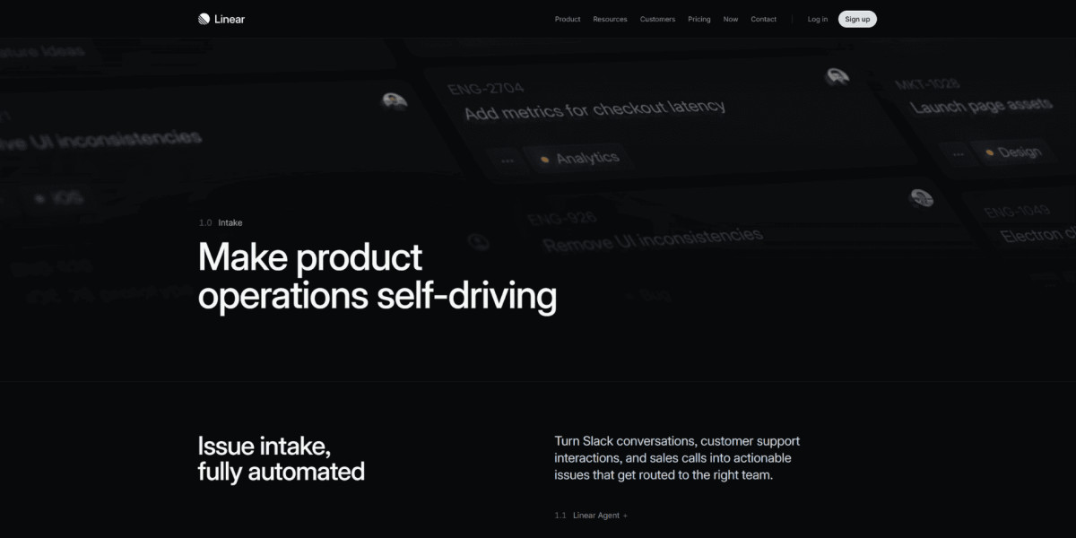 website hero sections - Linear