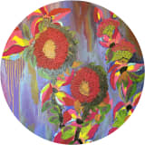 Crimson Red Sunflower & Bottle Rocket Liguria,Resilient Monstera Deliciosa,The Rainbow Goddess,A Bloom of Prosperity