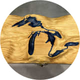 Carved Wooden Michigan Box