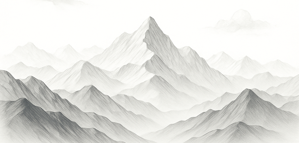 Himalayan mountain range sketch
