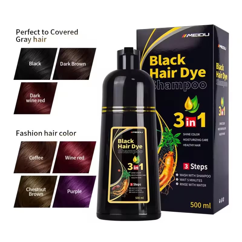 MEIDU Black Hair Dye Shampoo 3 in 1