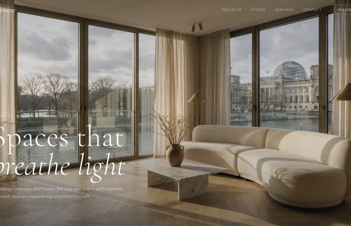 אתר Lumière Interiors, סטודיו לעיצוב פנים · ברלין