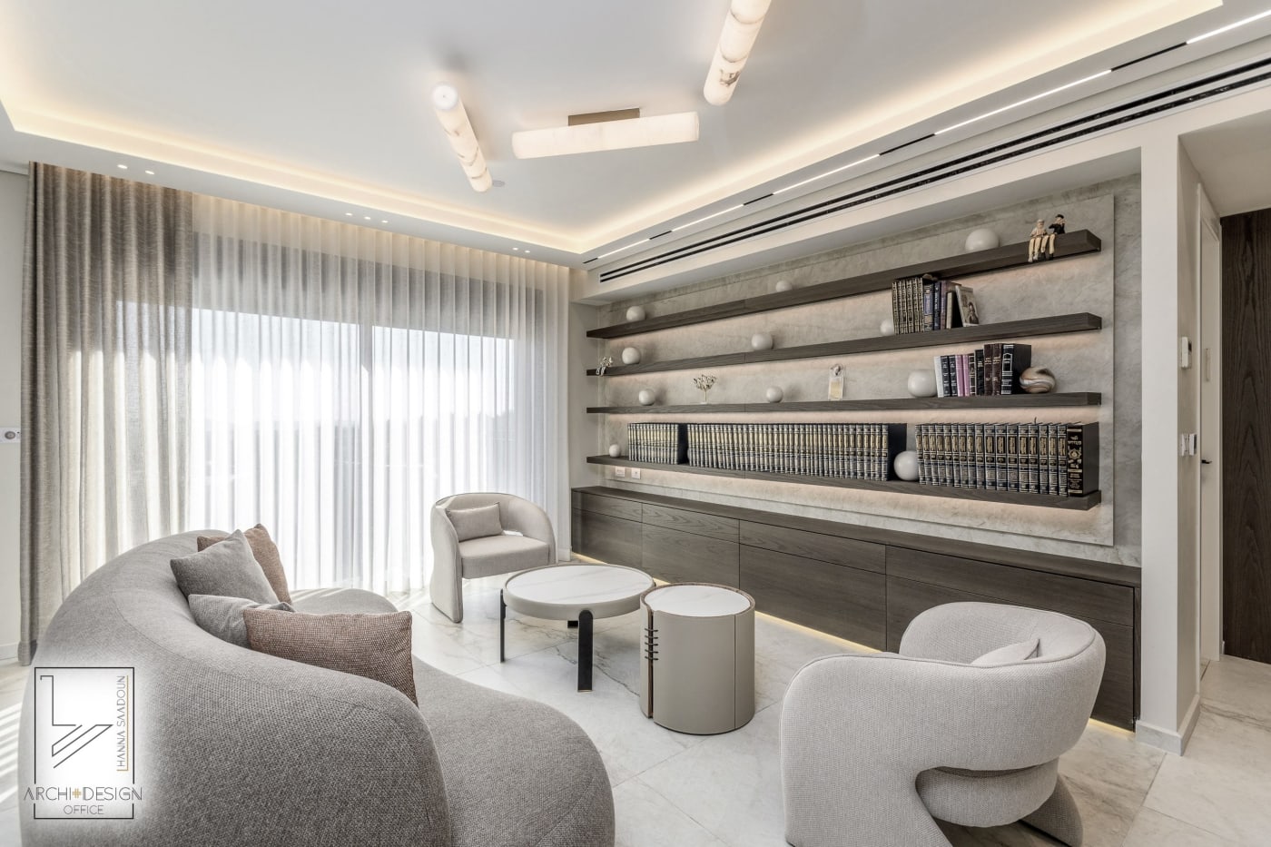 Living room — Mishkenot Ha'Uma, interior design by Hanna Saadoun, Rova Chutz, Jerusalem