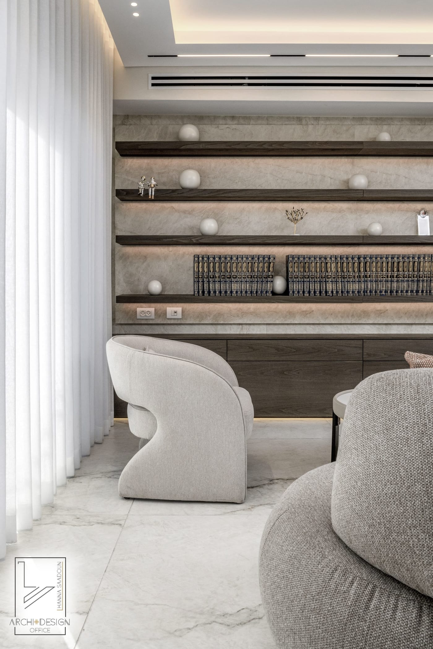 Living detail — Mishkenot Ha'Uma, interior design by Hanna Saadoun, Rova Chutz, Jerusalem