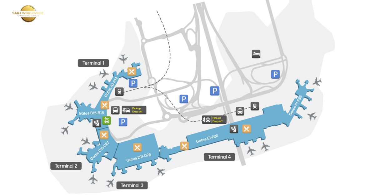 Terminal 1 and Terminal 3